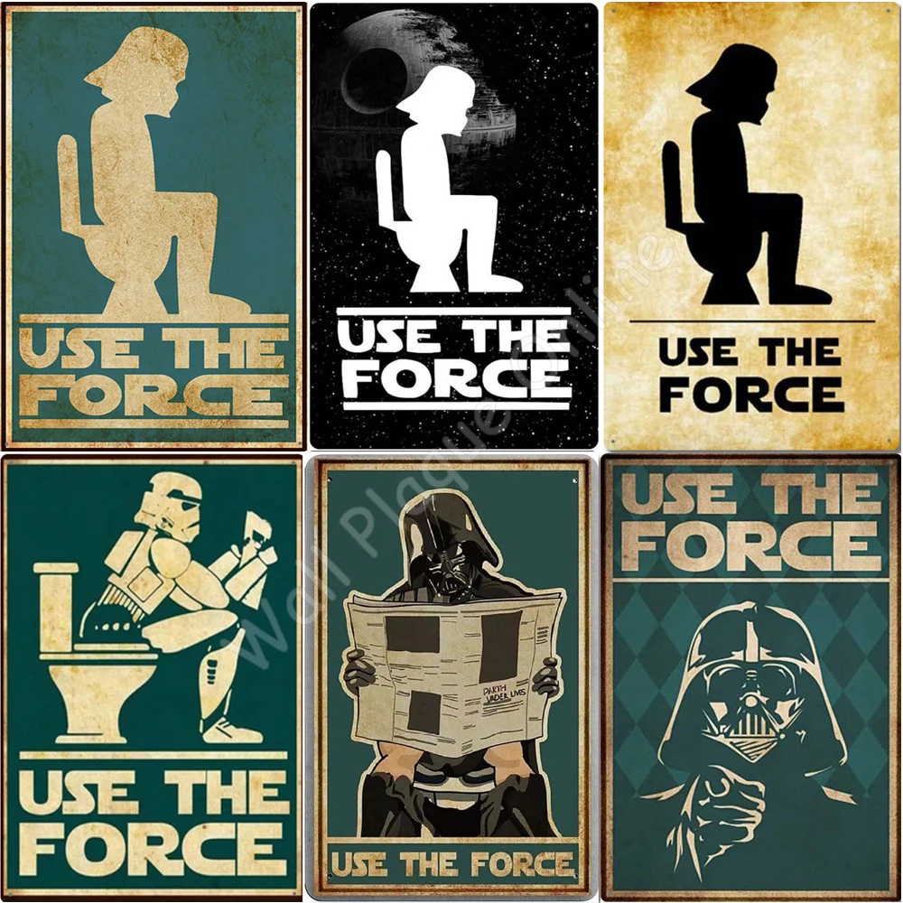 

Use The Force Retro Tin Sign for Toilet Bathroom Decoration for Bars Restaurants Cafes Shops Funny Vintage Metal Sign 8x12 Inch