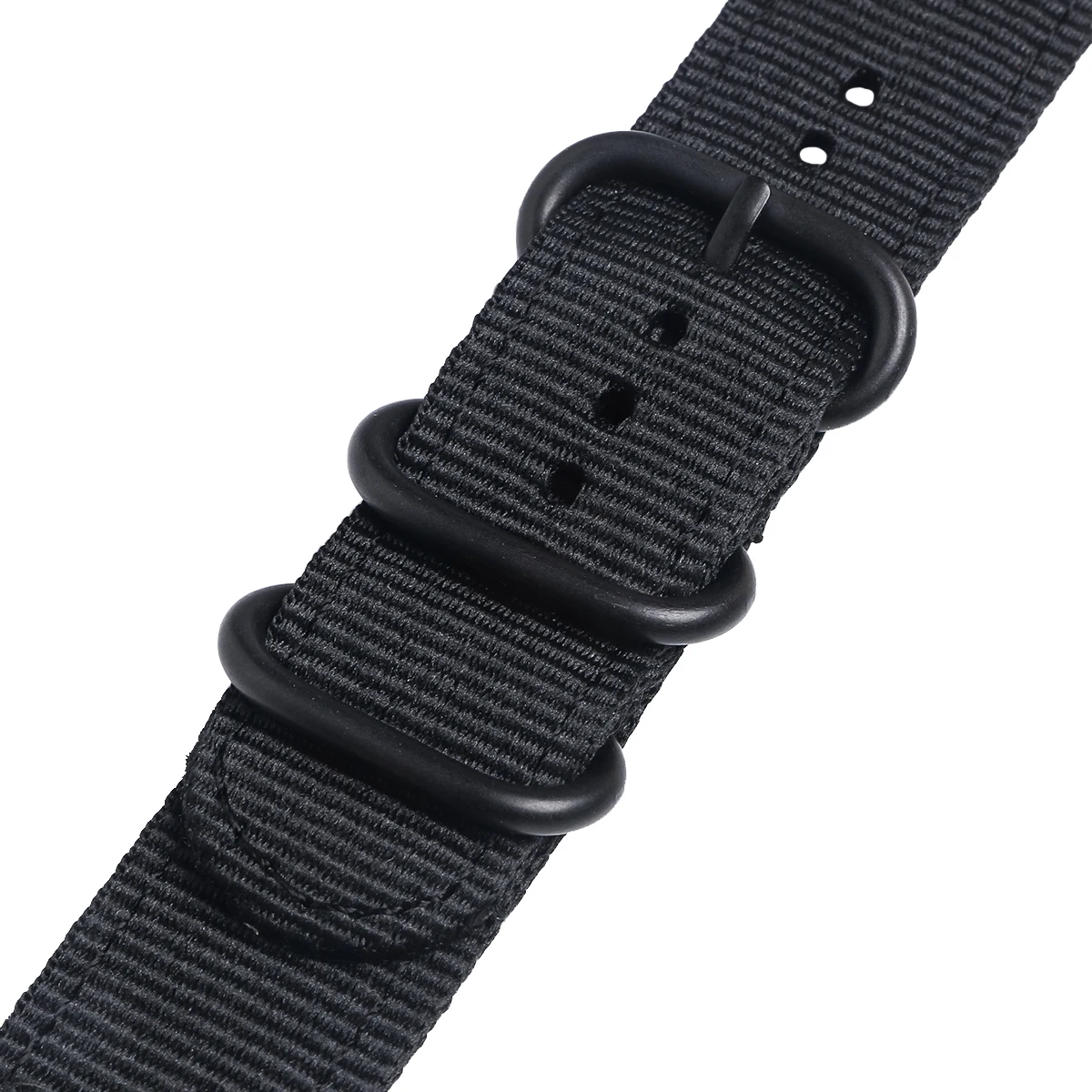 

24mm Watch Strap Webbing Durable 2-Joint Nylon Watch Band Wristband for Watch Replacement (Whole Black)