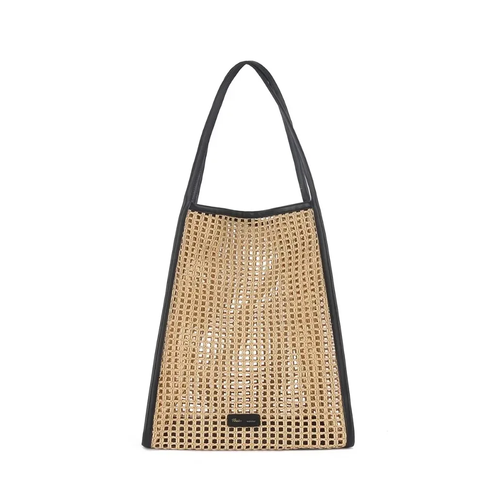 Raffia Woven Beach Bag Women Luxury Famous Brands 2024 Summer New In Hollow Out Casual Straw Bag Large Capacity Shoulder Bags