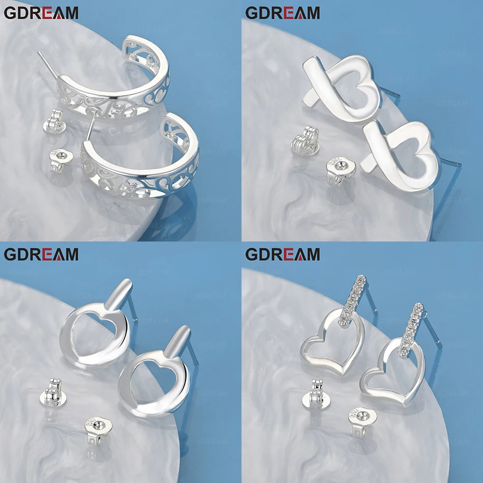 

GDREAM 925 Sterling Silver Heart-Shaped Love Earrings Women'S Retro Personality Accessories Party Jewelry