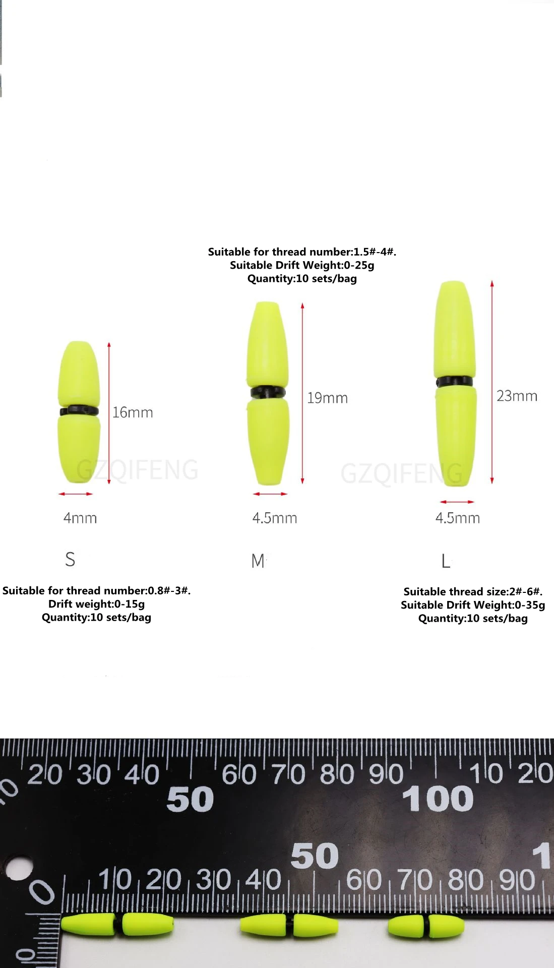 ZYZHE Meeresfischen-Posenstopper 10 Stück/Beutel – Apo Float Stopper für den Abstieg des Posen – Angelzubehör-Set – Detail 2