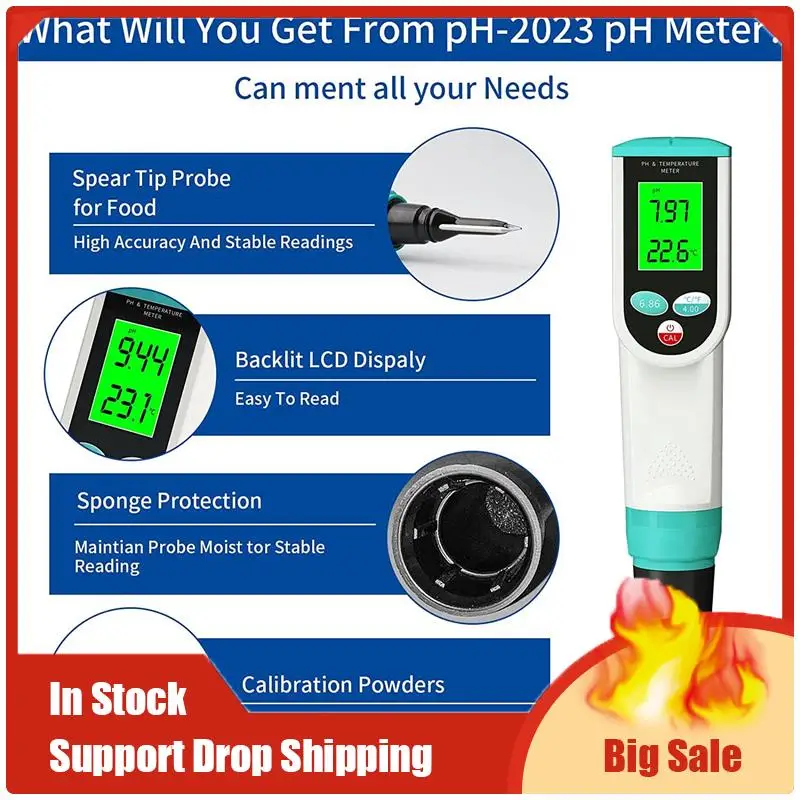 

A70U New PH Meter With ATC Food PH Tester PH Tester With High Accuracy PH/Temperature Probe