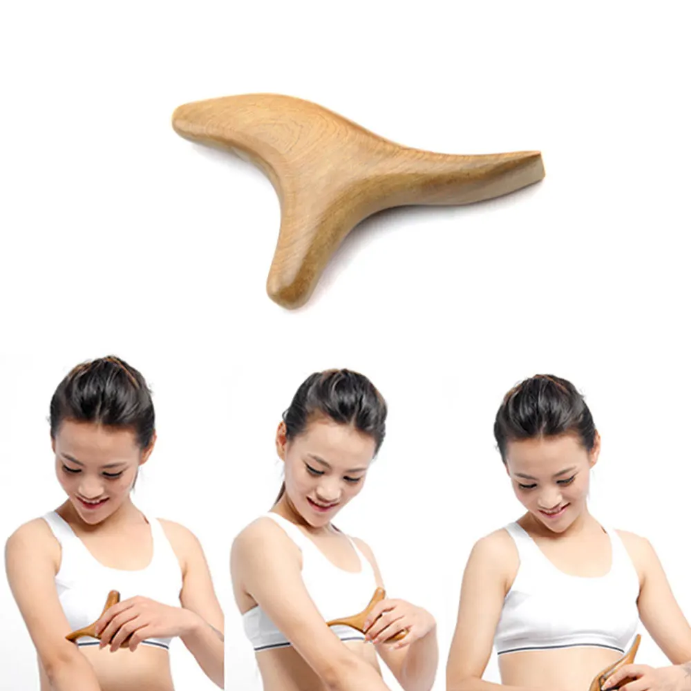 Wood Gua Sha Massage Tools Trigeminal Body Relax Reflexology Therapy SPA Shiatsu Massager Blood Circulation Back Neck Leg Hand