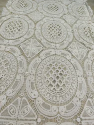 White African Cord Lace Fabric 5yard 2023 High Quality Water Soluble Nigeria French Guipure Lace Fabric For Wedding Sew PJFT2303