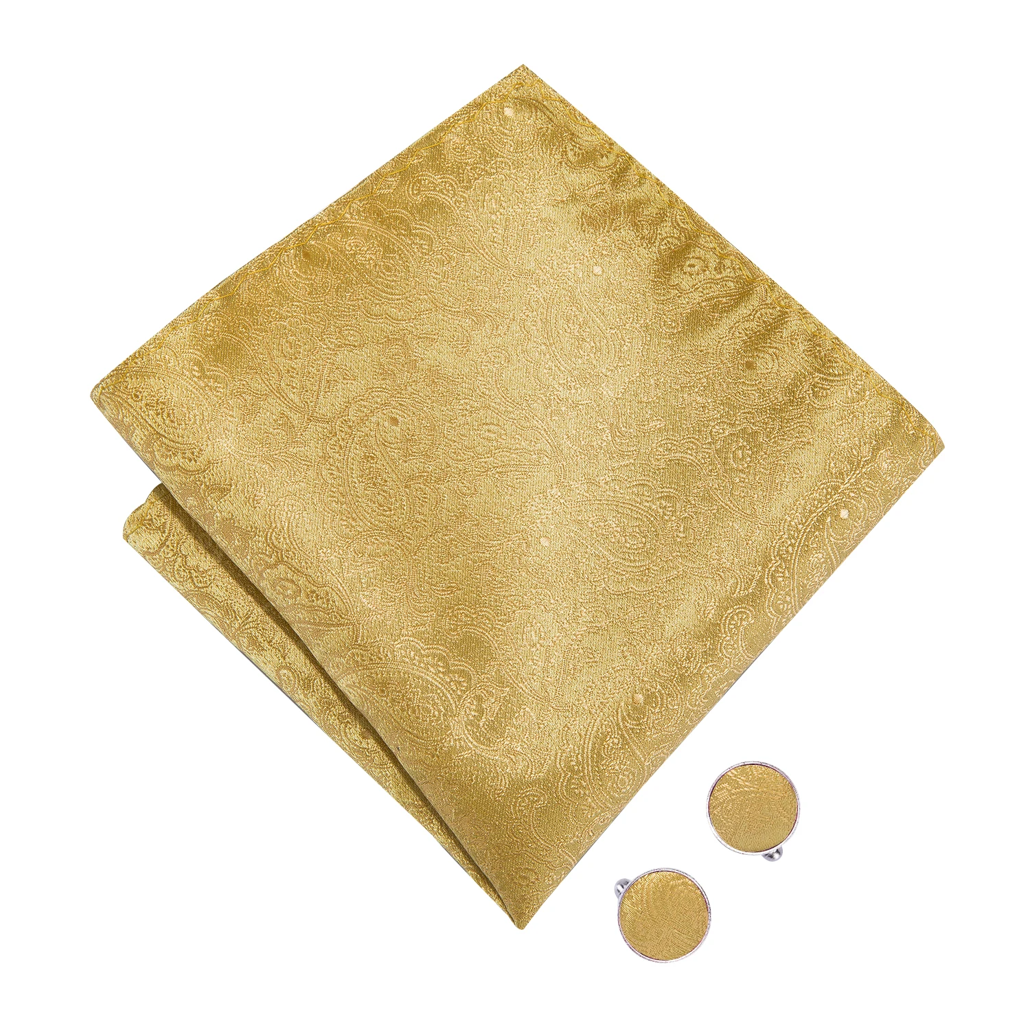Hi-Tie Dasi Kupu-kupu Sutra Emas Mewah untuk Pria Mode Pria Kuning Dasi Kupu-kupu Sapu Tangan Manset Bros Set Kupu-kupu Pernikahan Set