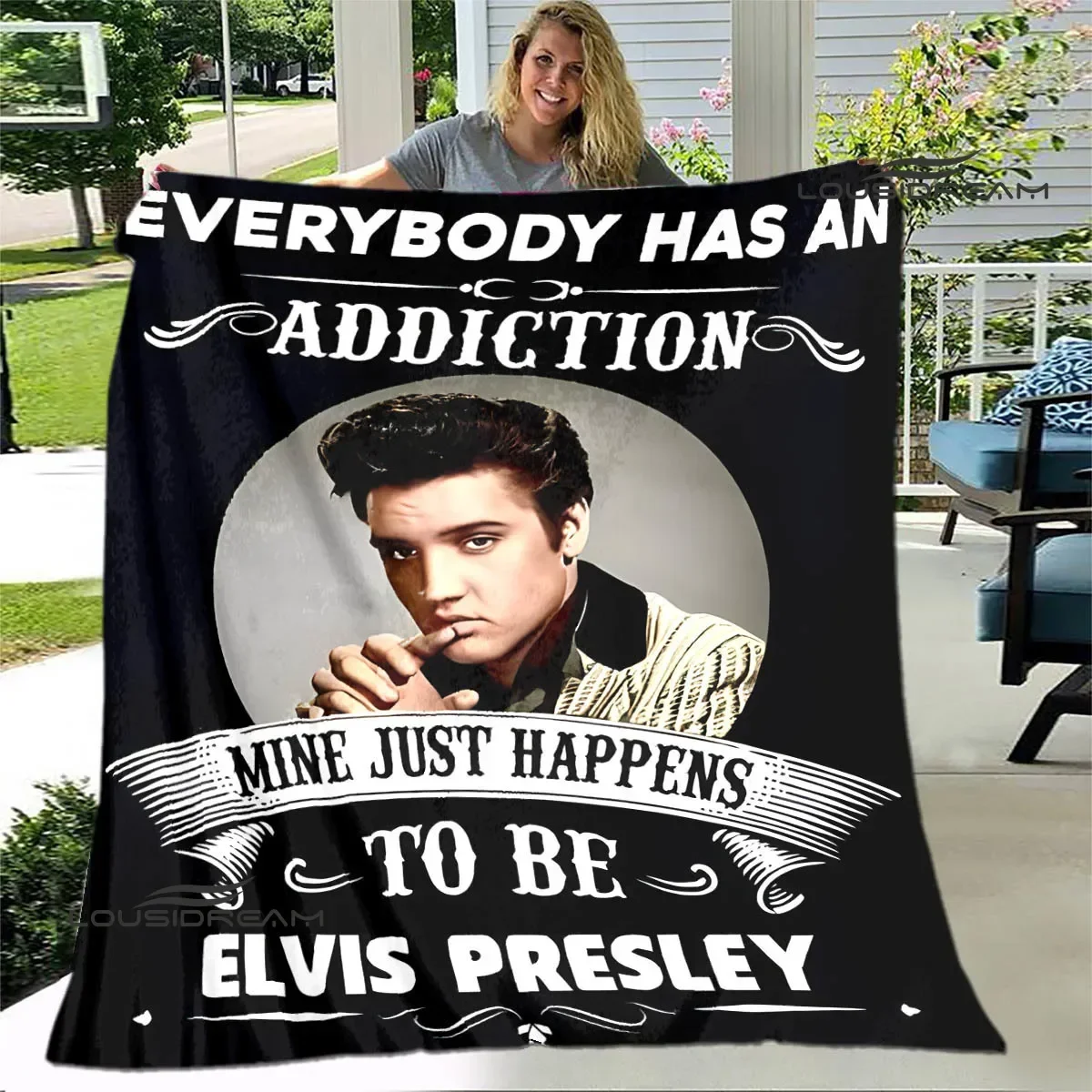 E-Elvis Presley Retro print blanket blankets for beds Picnic blankets Flange blanket Soft and comfortable blanket birthday gift