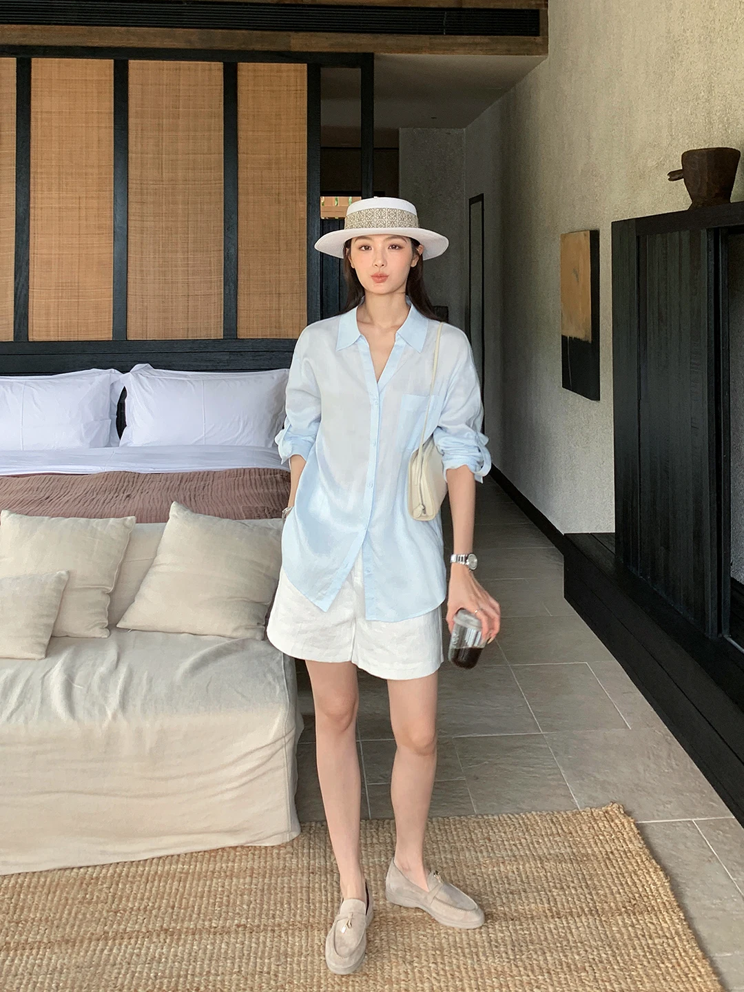 

Maven Lin Women's Loose Fit Long Sleeve V-Neck Linen Shirt Casual Style Breathable Comfortable Textured Loose Sun Protection ...