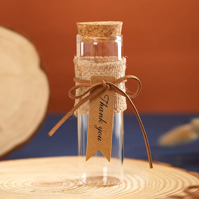 Botella de vidrio para dulces de corcho, caja transparente para dulces de boda, regalo de Halloween y Navidad, tubo, florero de deseos para decoración navideña