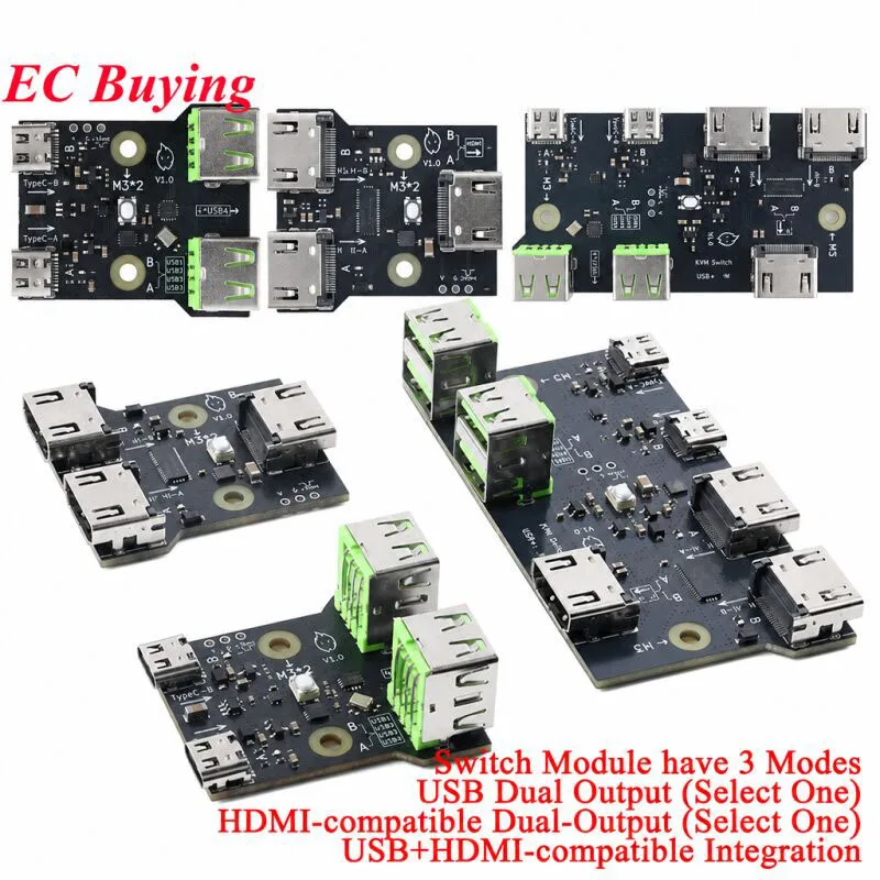 KVM 2-in-1 HDMI-compatible+USB KVM Switch Module Support HD 2 Hosts Share 1 Monitor/Keyboard Mouse Set Printer Video Display