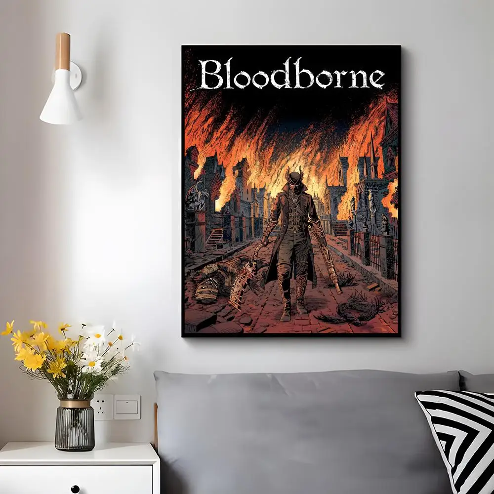 Bloodborne Game Action B-Bloodborne Poster Trendy Aesthetic Wall Decor for Dorm & Bedroom