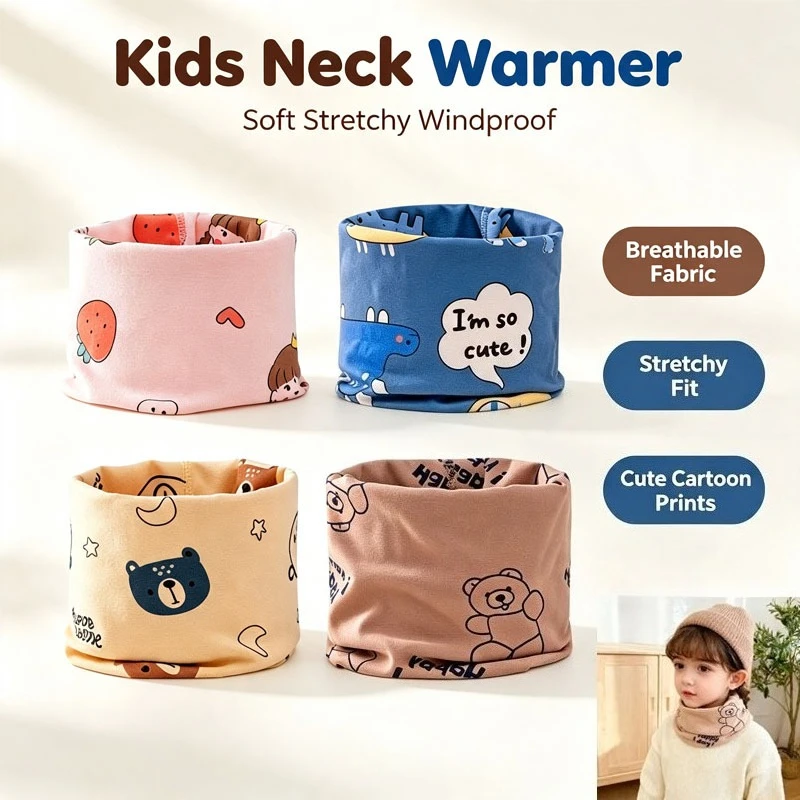 1/3/5PCS Soft Fleece Windproof Seamless Tubular Neck Scarf for Baby Toddler Boys Girls Outdoor Winter Warm Christmas Gift