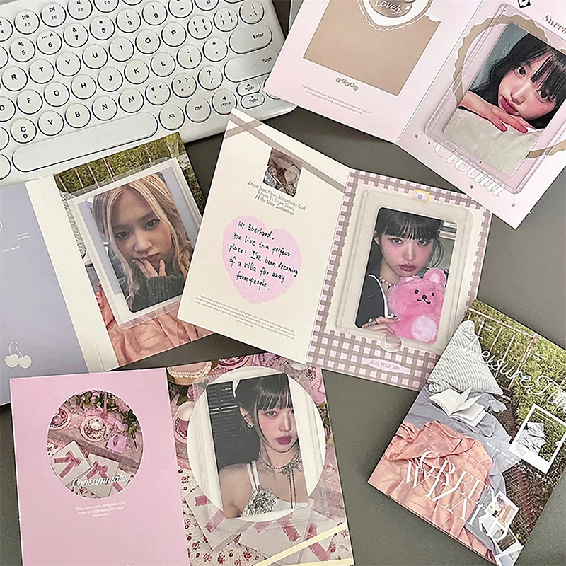 Kpop Foldable Photo Card Holder, Kpop Decor Paper Board, DIY Material de embalagem, Mensagem Cartão, 3 ", 10Pcs