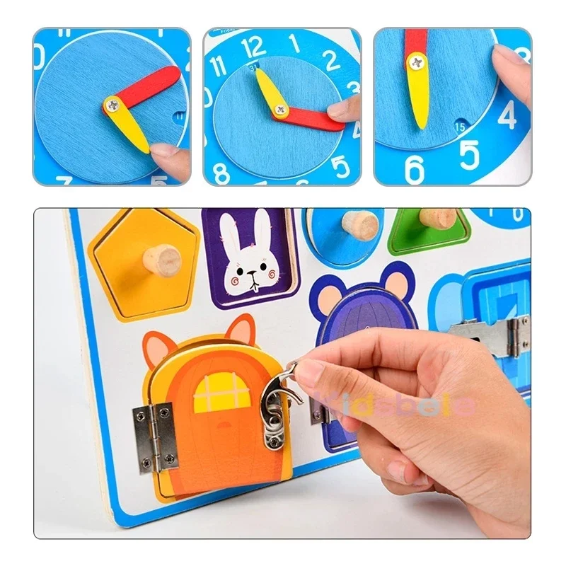 Montessori Toys Busy Board Baby Game for Toddlers 1-3 Years Locks Latch Kids Educational Wooden Puzzle Sensory Toy for Children