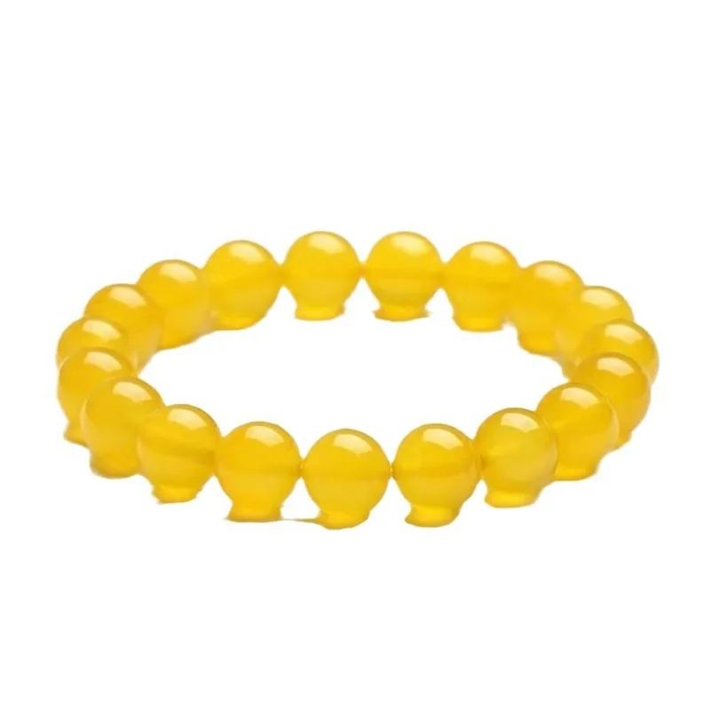 Yellow Jade Round Bead Bracelet Crystal Round Bead Bracelet Multi Treasure Jewelry