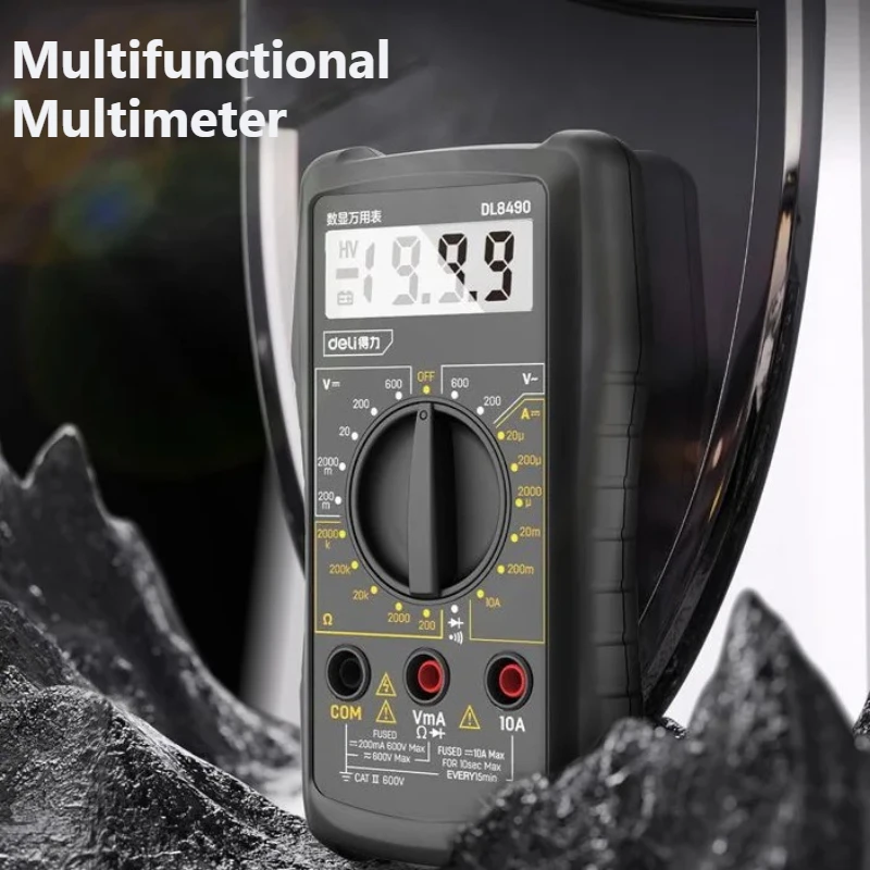 Deli Professional Handheld Digital Multimeter AC DC Voltage Ammeter High Precision Clamp Shaped Household Universal Watch