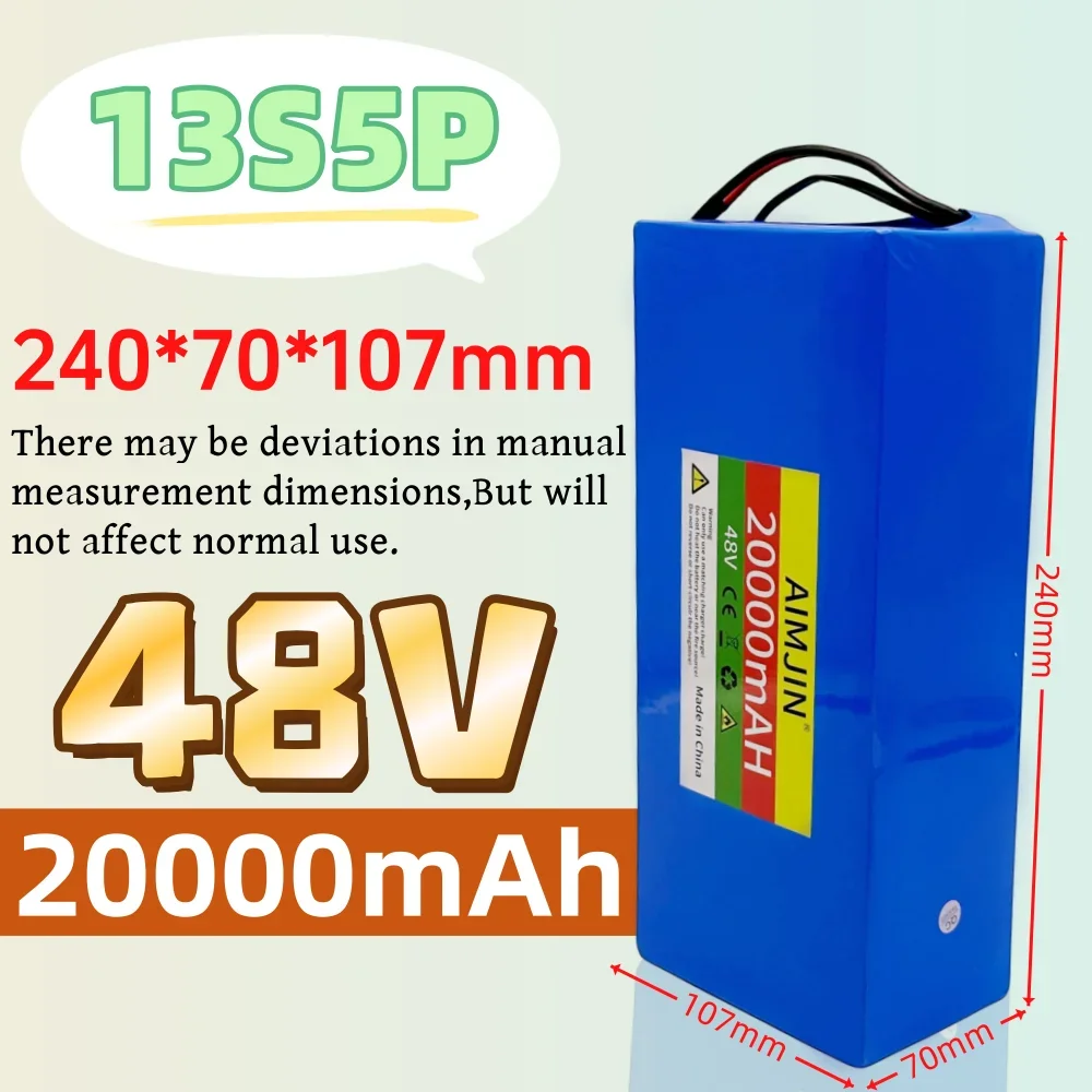 18650 13S 5P комплект литий-ионный батарей 48V 20000mAh перезаряжаемая батарея встроенная BMS 500-1000W для электрических велосипедов скутеров