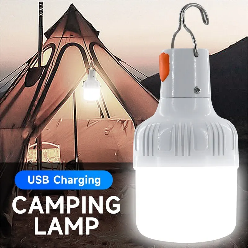 ZK20 Portable Emergency Lights with Hook Outdoor USB Rechargeable LED Lamp Bulbs Fishing Camping Patio Porch Garden Lighting