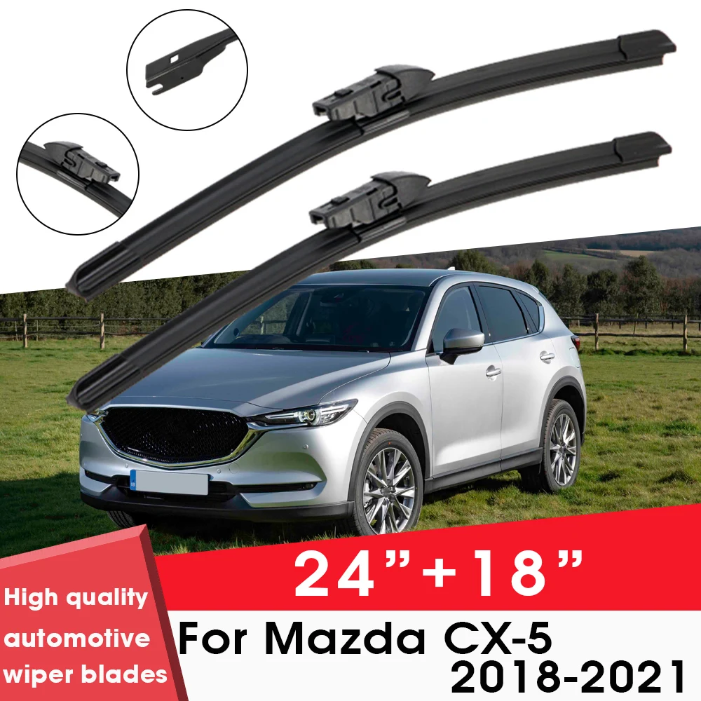 

Car Wiper Blade Blades For Mazda CX-5 2018-2021 24"+18" Windshield Windscreen Clean Rubber Silicon Cars Wipers Accessories