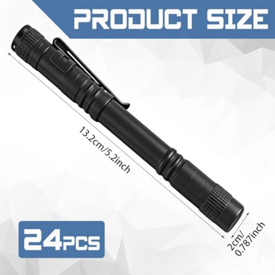 24 Pcs Pen Light Flashlight with Clip Mini Waterproof LED Pocket Small Pen Flashlights for Emergency, Inspection, Work and Camp