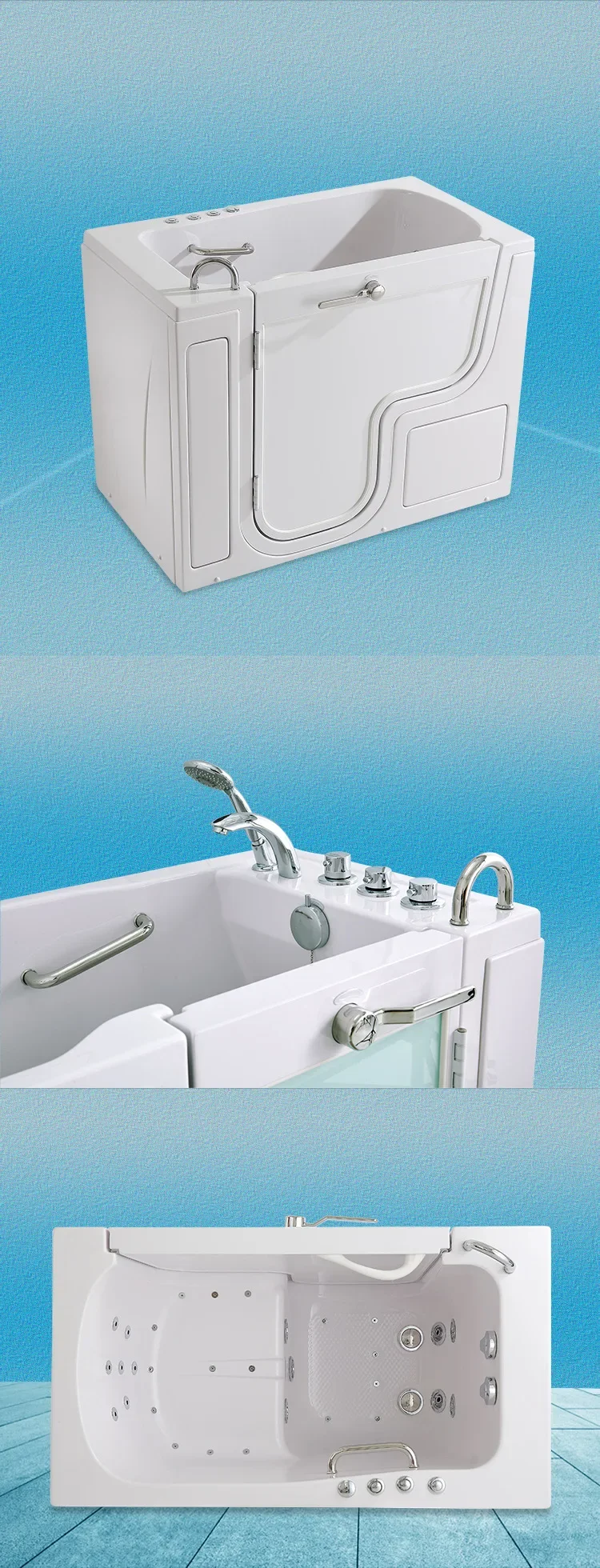 Open door acrylic bathtub walk-in side surfing insulated bathtub with constant temperature bathtub