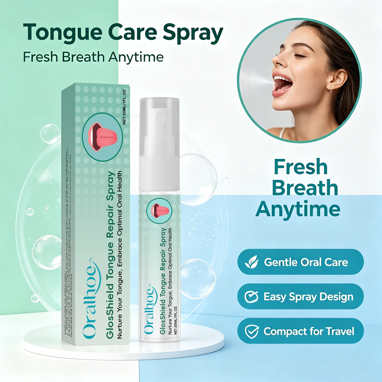 Tongue Repair Spray Reduce Thick Tongue Coating Soothe Irritated Rough Tongue Surface Improve Coated Tongue & Bad Breath Oral
