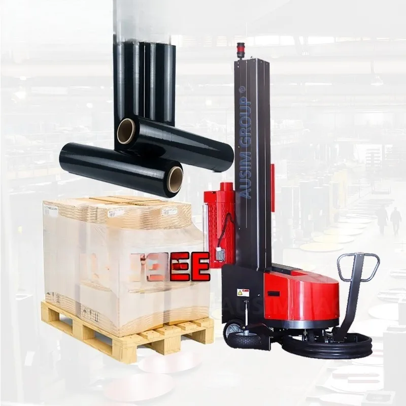 Walking stretch packaging machine plastic film robot wrapping paper self-removable tray pre-stretch shrink packaging machine