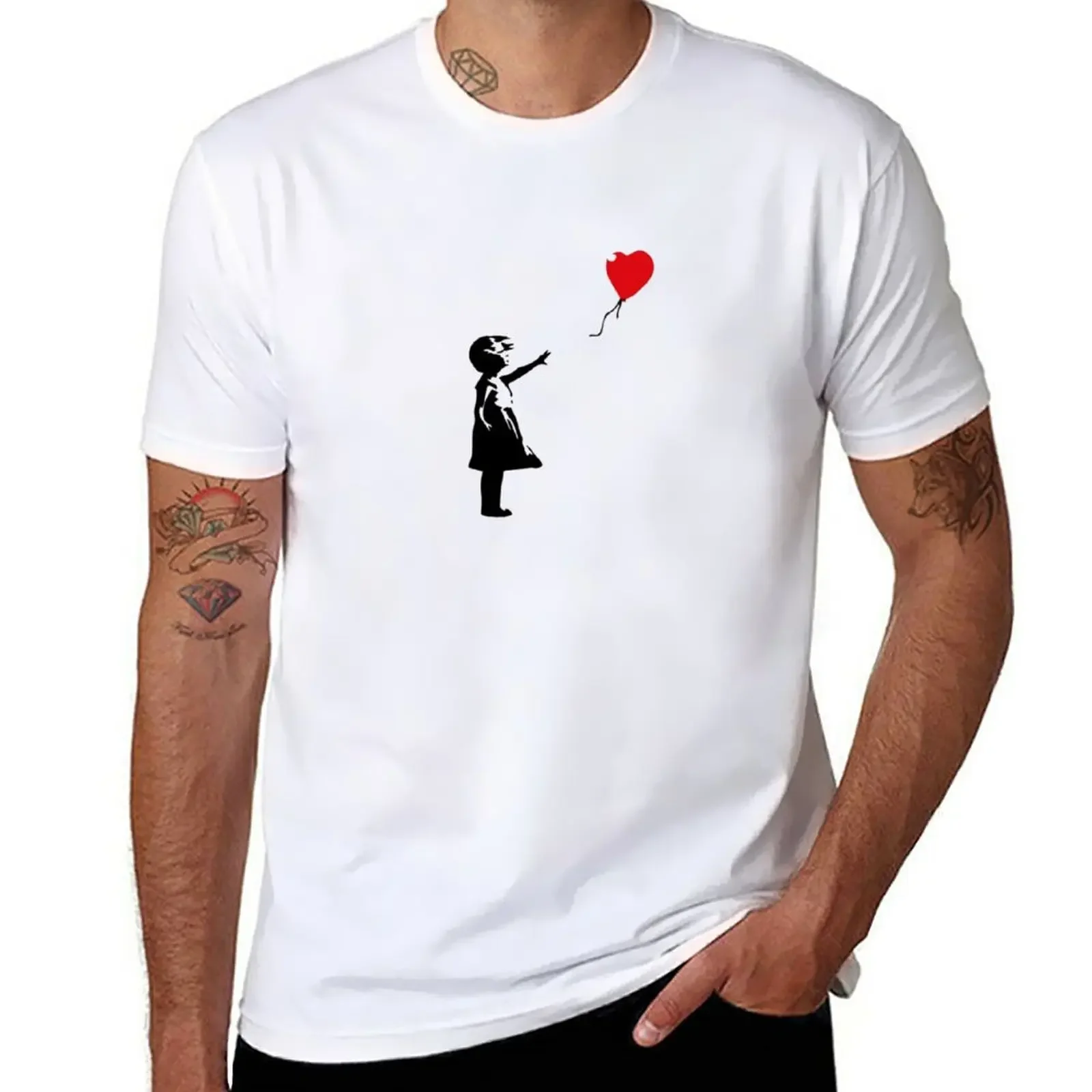 The Little Girl With Bansky Balloon T-Shirt funnys sweat cute clothes men workout shirt