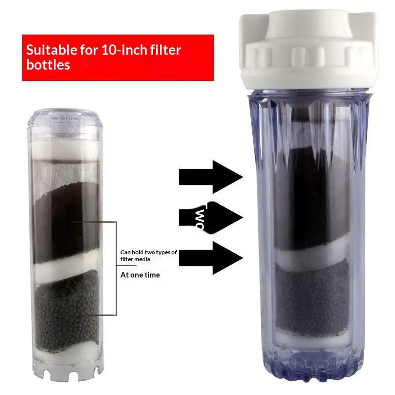 1 Set 10-Inch Reusable Empty Clear Water Filter Housing Self-assembled Various Media Refillable