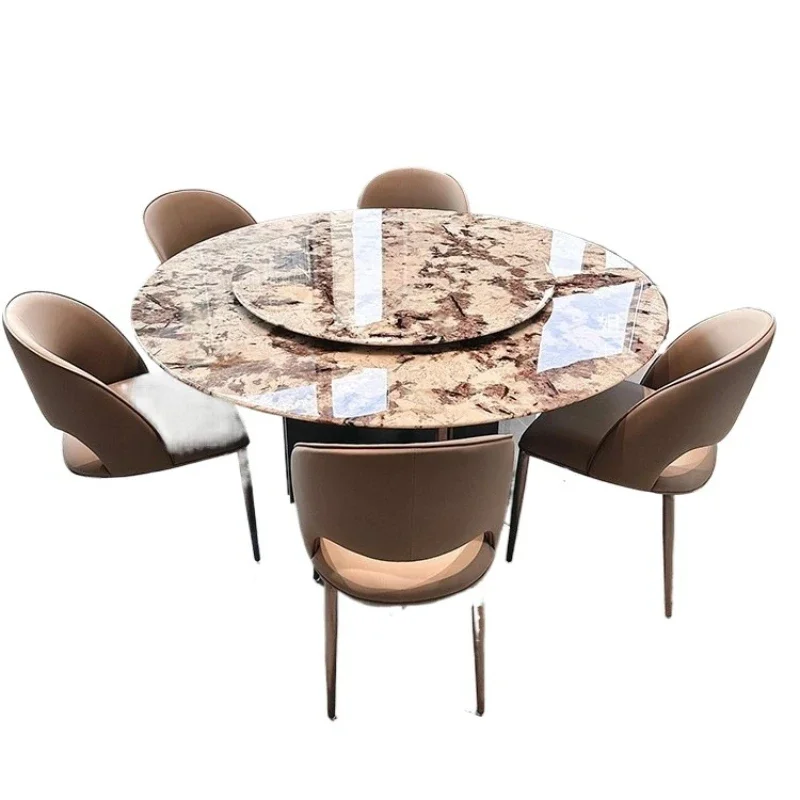

luxury stone round dining table, Italian household round table, snow mountain flying fox marble