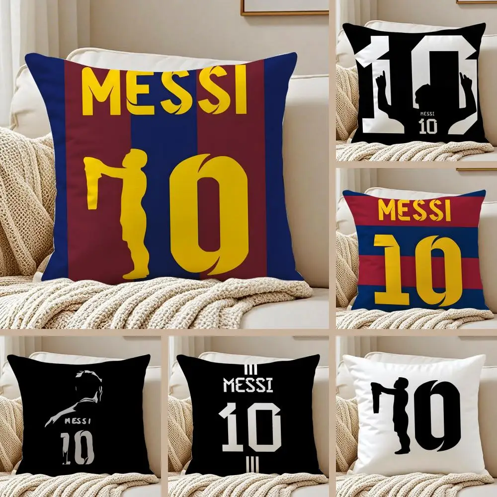 Funda de cojín de felpa corta con cremallera invisible y antipolvo para sofá, diseño de atleta de fútbol LM 10 L-Lionel M-Messi
