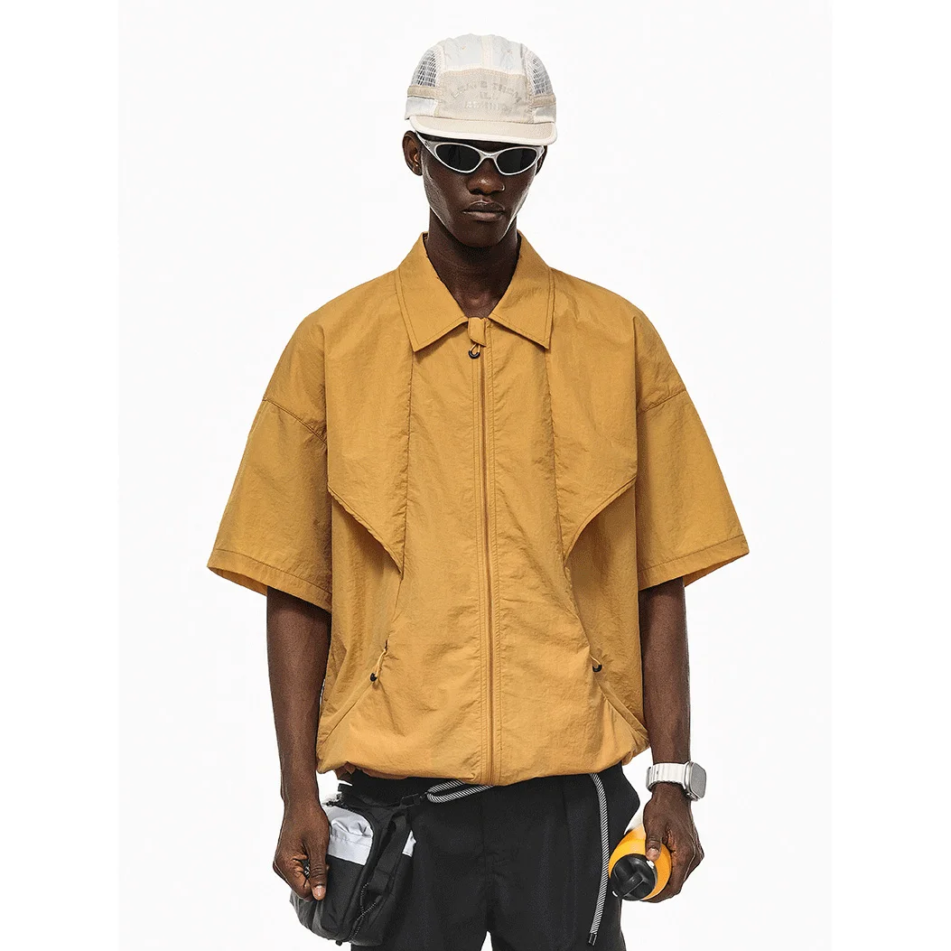 

Summer Lightweight Sunscreen Shirt Men Mountain Outdoor Quick Dry Short Sleeve Loose Casual Zipper Cargo Shirts Tops