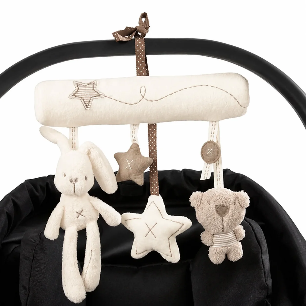 HTMCK Hanging Bed Rabbit Baby Hand Bell Safety Seat Plush Toy Multifunctional Plush Toy Stroller Mobile Gifts