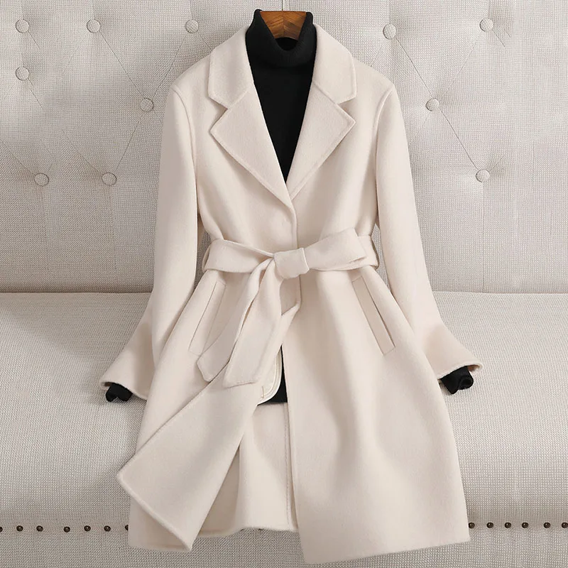 

Wool Coat Leisure Women Woolen Coat 2025 New Autumn Winter High-End Elegant Hepburn Style Fashion Wool Women's Woolen Coat H509