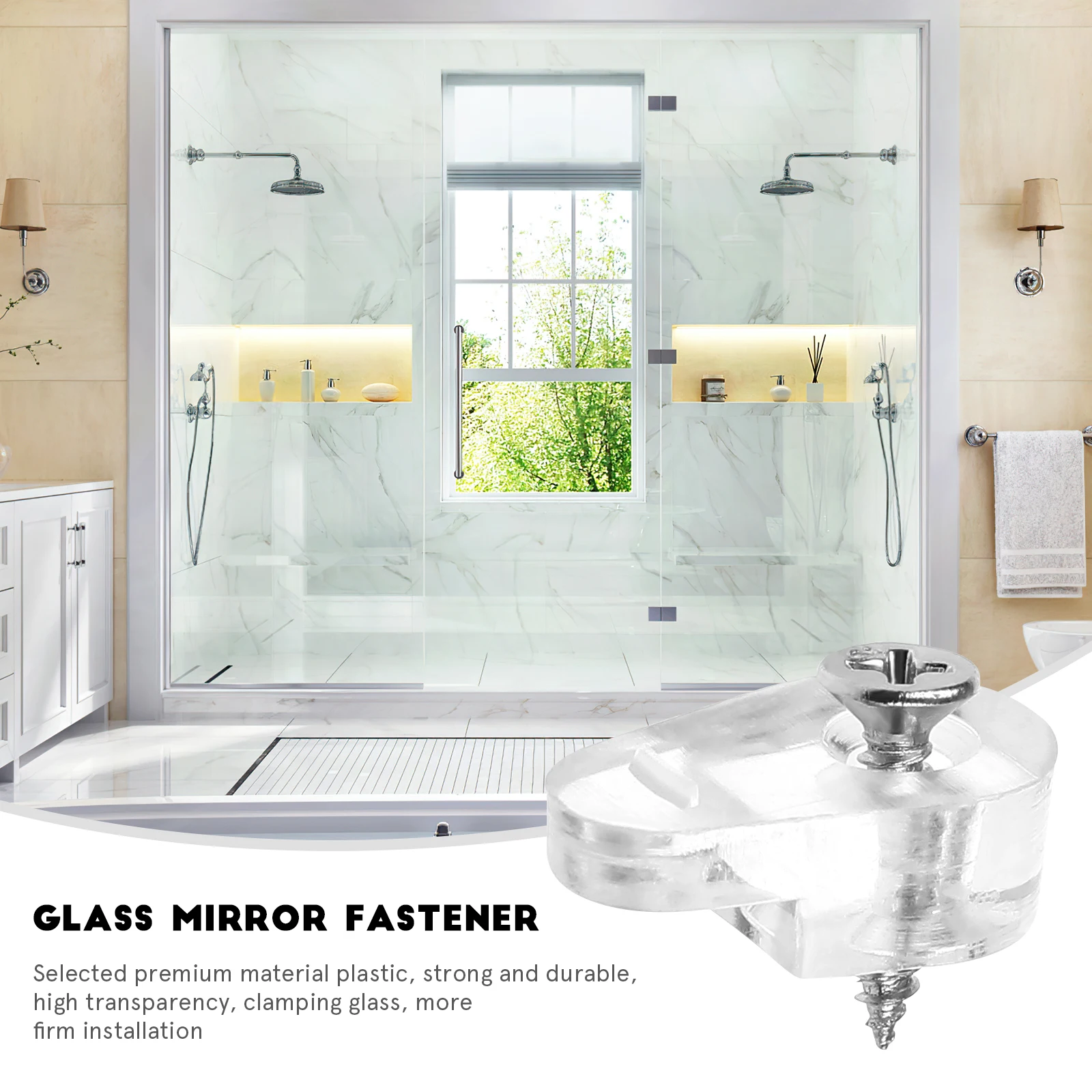 

20Pcs Clear Plastic Mirror Holder Clips for Glass Cabinets Doors Walls Easy Installation Multiple Uses Fixing Clips