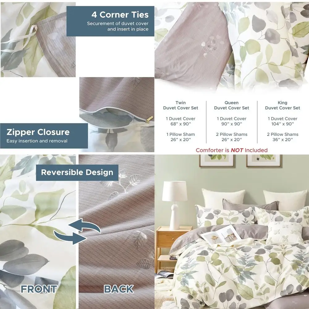 

Queen Size 620 Thread Count Cotton Duvet Cover Set with 2 Pillowcases - Watercolor Design