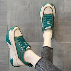 Sports Leisure Shoes Women 2025 New Thick Soled Korean Version Retro Sneakers Lady Fashion Height Increasing Casual Dad Shoes