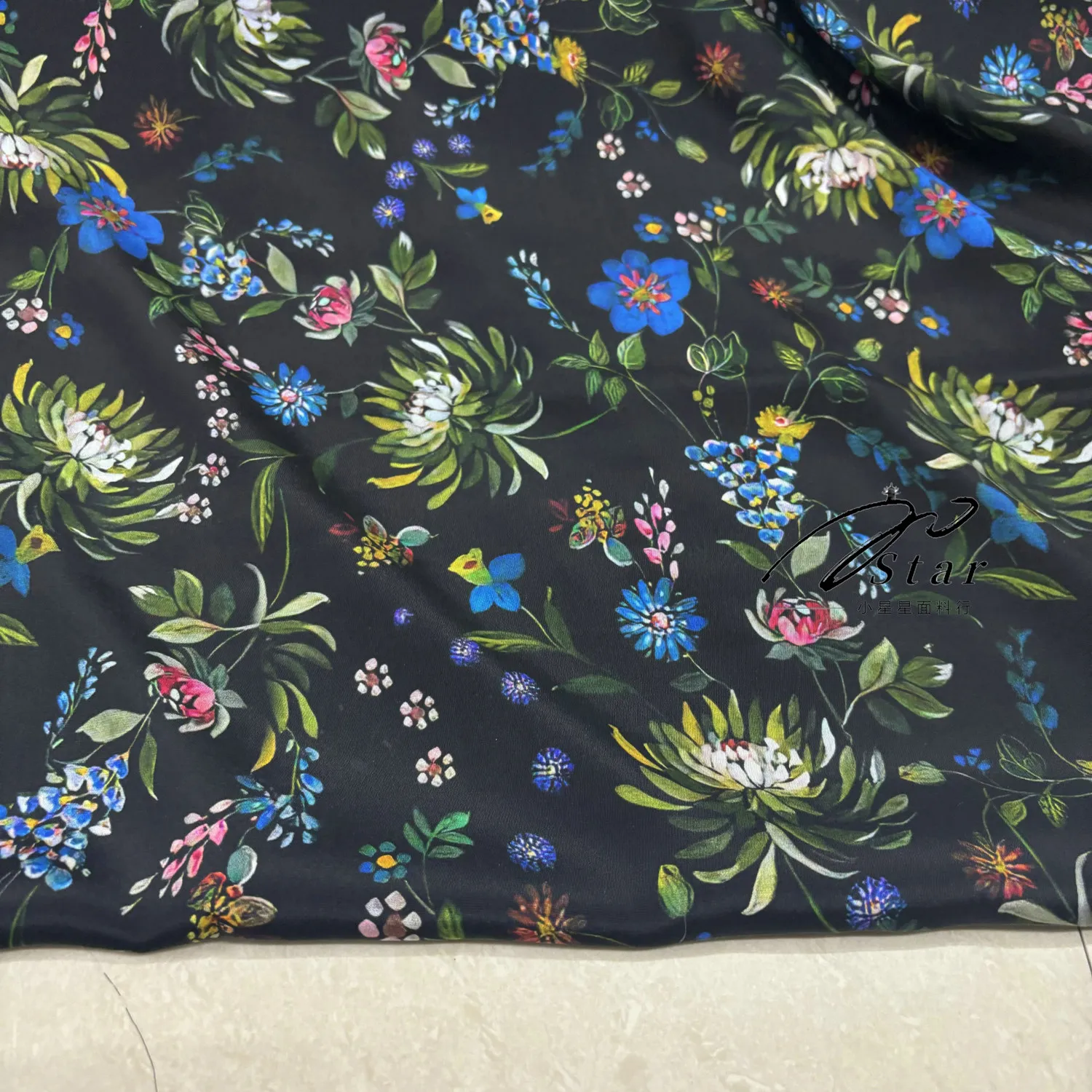 Heavy Thickening 26 Momme Printed Black Silk Crepe De Chine Fabric Matte Silkworm Silk Satin Fabric Heavy Crepe Spring Summer