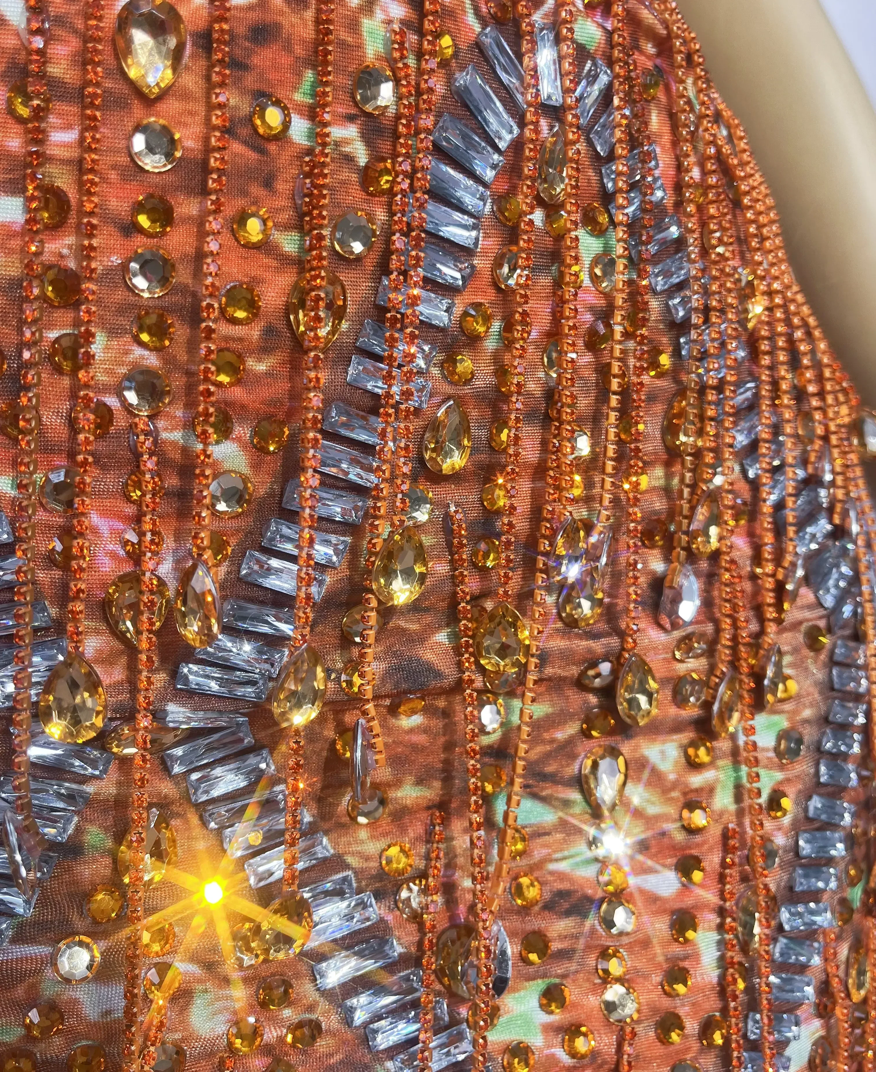 Damen Party Feier Kostüm Luxusmode Taylor Sänger Tänzer Show glänzendes Strass Quaste Kostüm Anzug Rock