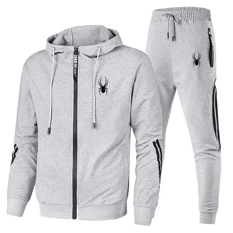 Spring Autumn Men Tracksuits Sets Long Sleeve Hoodie+Jogging Trousers 2 Piece Fitness Running Suits Sportswear Casual Clothing