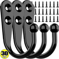 30/1set Mini Alloy Hook with Screws Door Wall Mounted Hanging Hanger for Coat Towels Caps Kitchen Bathroom Storage Hooks Holder