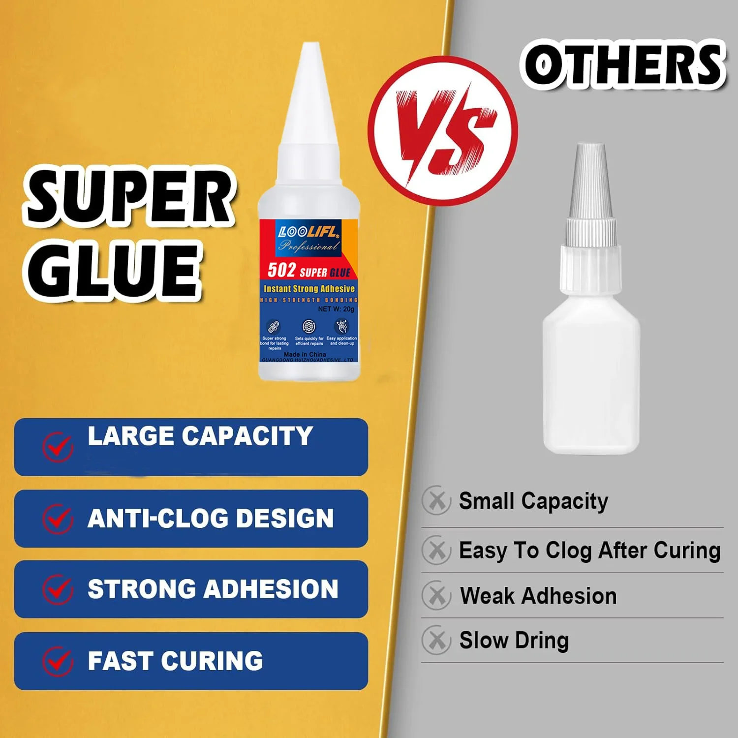 LOOLIFL، 502 غراء فائق الجفاف، غراء فائق، DIY يدويًا، شفاف ولا طعم له، مناسب لربط الخشب البلاستيكي المعدني. #5