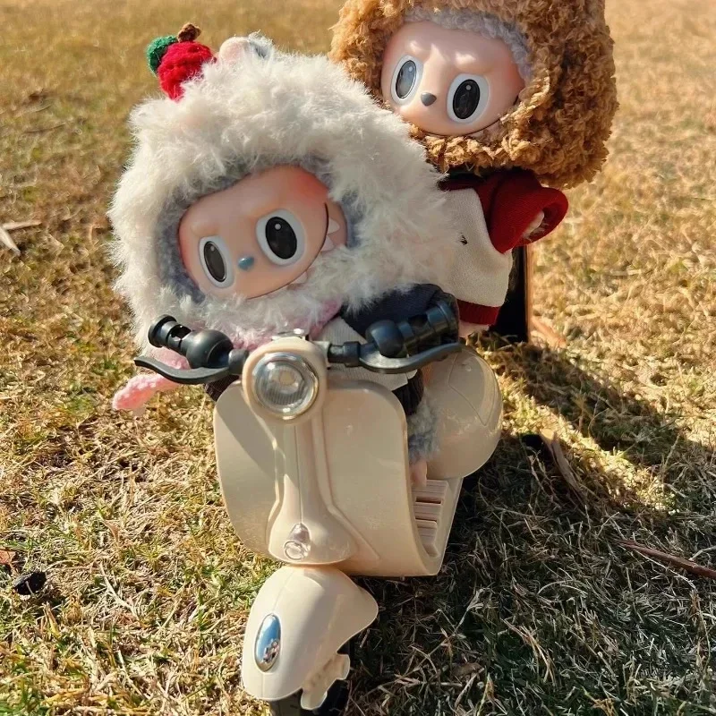 

For 15/17cm Labubu V1 V2 Doll Trendy 360 Degree Rotating Motorcycle Toy 3D Mountain Bike Model Keyring for Bag Pendant