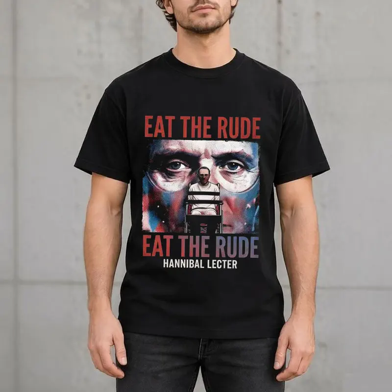 Hannibal Lecter Eat The Rude Graphic T-Shirt Horror TV Series Vintage Gothic Unisex Short Sleeve Tee Hopkins Print Casual Tops