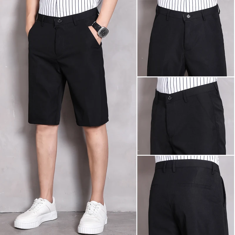 Summer Solid Shorts Male Casual Business Social Men Shorts Hombre Shorts