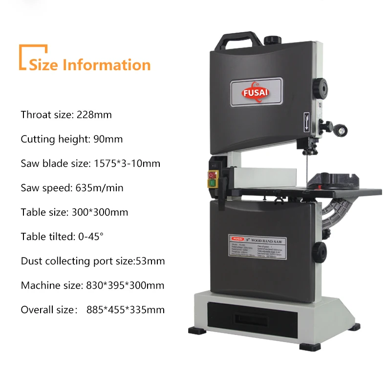 Sega da tavolo per sega a nastro per taglio legno da 9" su un solo lato per macchina per la lavorazione del legno FS-D90