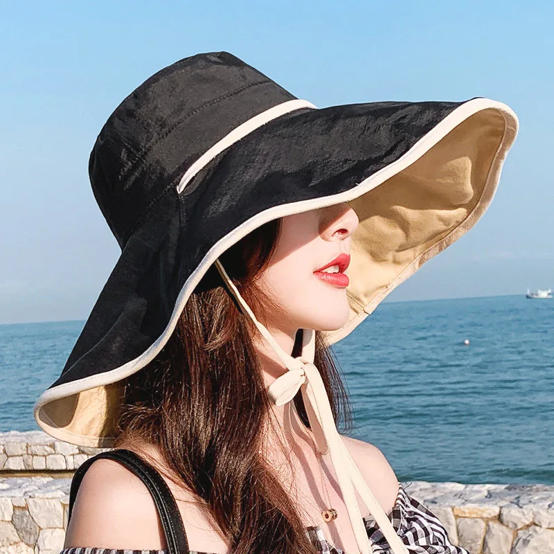 Women Bucket Hat Fashion Summer Big Brim Panamanian Women Collapsible Sun Caps for Female Sun Visor Vacatio Fisherman Beach Hats