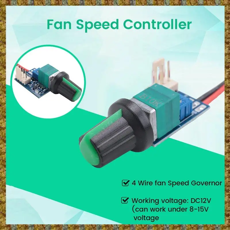 1 قطعة PWM وحدة تحكم في سرعة المروحة تيار مستمر 12 فولت قابل للتعديل البلاستيك + المعدن مع مفتاح مقبض 4 سلك سرعة المروحة محافظ الحد من الضوضاء