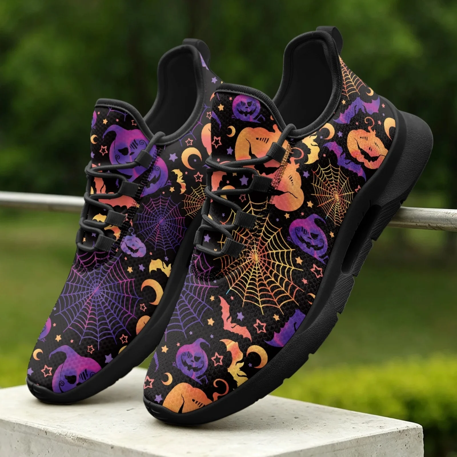 PENSTROLL Halloween Spooky Classic Fashion Walking Shoes Low-Top Lace-Up Shoes for Men Running Autumn