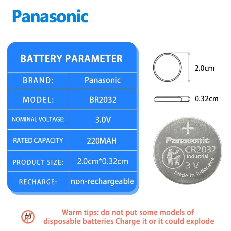 Oryginalny Panasonic 1 szt. CR2032 DL2032 ECR2032 przycisk do użycia w kluczyku samochodowym zdalnie sterowany elektroniczny zegarek LED lampka