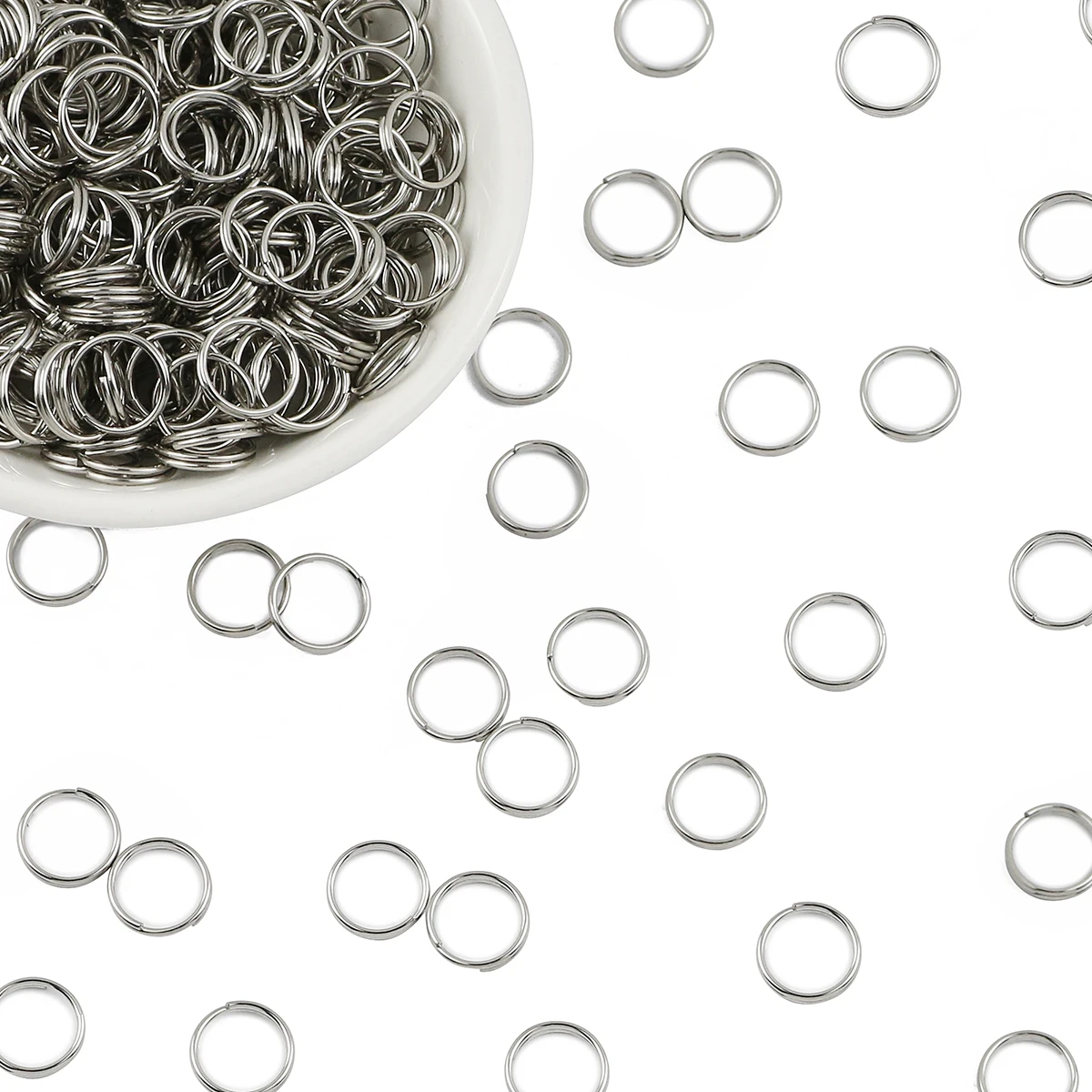 100pcs 5-12mm Stainless Steel Open Double Jump Rings For DIY Key Double Split Rings Connectors Rings For Jewelry Keychain Making